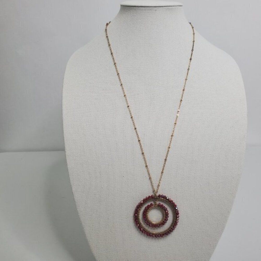 Worthington Necklace Chain‎ Long Red Rhinestone Bea